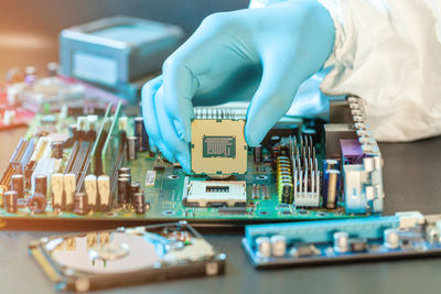 Man working on table