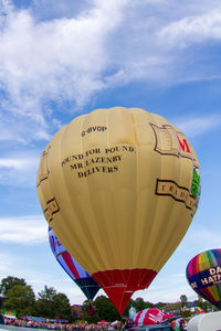 Low angle view of hot air balloon against sky