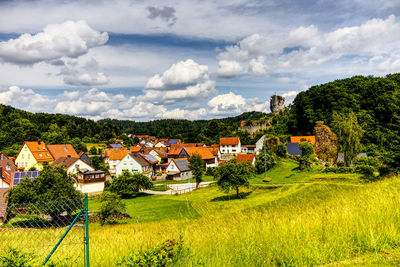 Scenic view of a village in upper franconia 