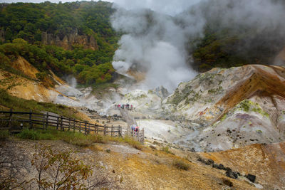 Scenic view of waterfall