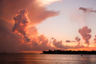 Scenic view of calm sea at sunset