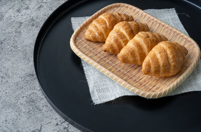 High angle view of breakfast on table