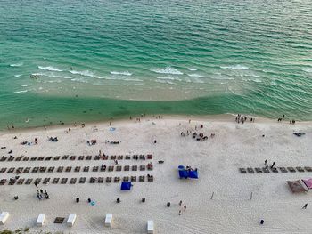 High angle view of people at beach