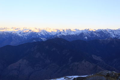 Scenic view of mountains against clear sky