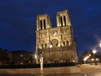Low angle view of church at night