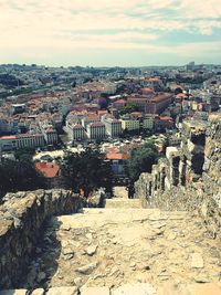High angle view of buildings in city