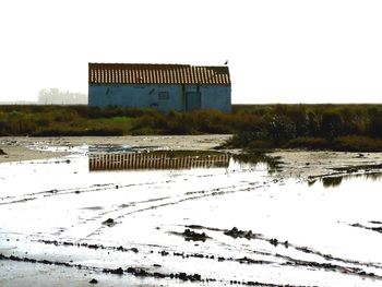 Reflection of built structure in water