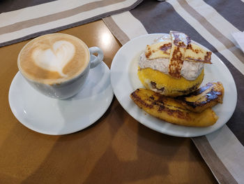 High angle view of food on table