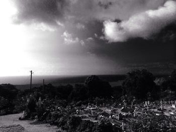 Scenic view of landscape against cloudy sky