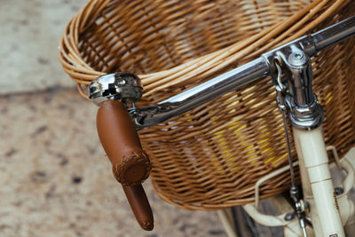 Close-up of bicycle with basket