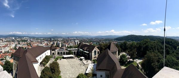 High angle view of townscape against sky