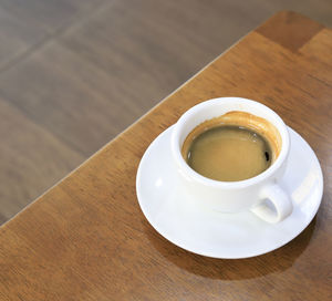 High angle view of coffee on table