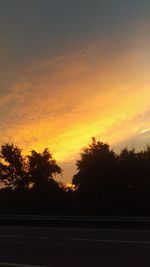 Silhouette trees against sky during sunset