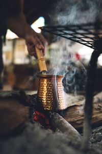 Midsection of person preparing food