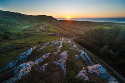 Scenic view of sea against sky during sunset