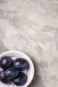 High angle view of fruits in bowl on table