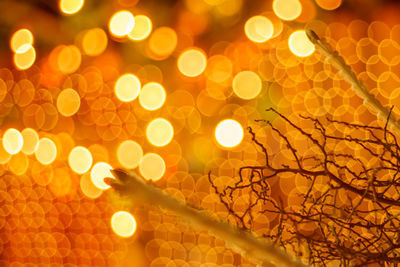 Defocused image of illuminated lights at night