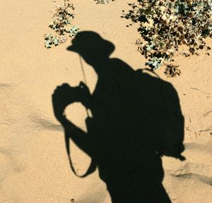 Shadow of man on sand