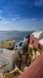 Scenic view of sea against blue sky