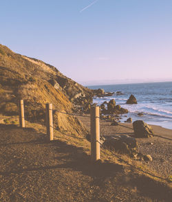 Scenic view of sea against clear sky
