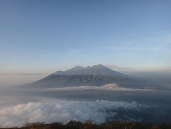 Scenic view of volcanic landscape against sky