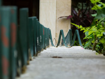 Surface level of railings on footpath