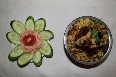 High angle view of salad in bowl