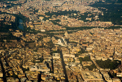 High angle view of buildings in city