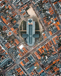 High angle view of buildings in city
