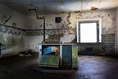 Interior of abandoned building. looted kitchen