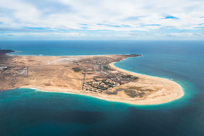 Aerial view of sea and land