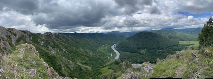 Scenic view of mountains against sky