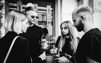 Group of people in restaurant