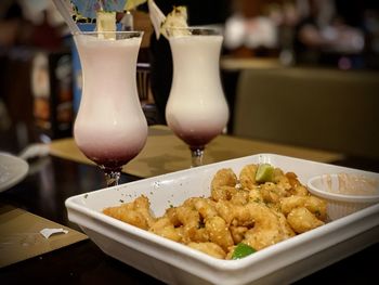 Close-up of food served on table in restaurant