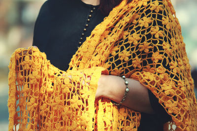 Close-up of woman with umbrella