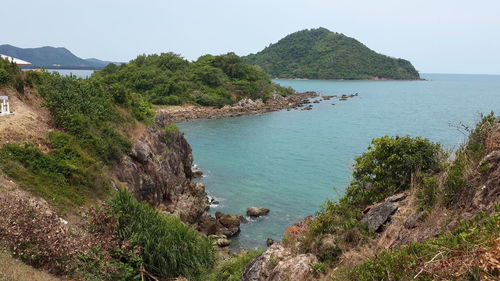 Scenic view of sea against clear sky