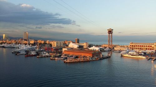 Aerial view of city at waterfront