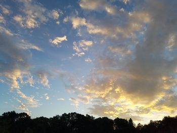 Low angle view of silhouette trees against sky during sunset