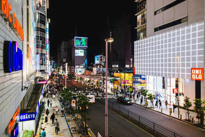 View of city street at night