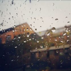 Close-up of water drops on glass