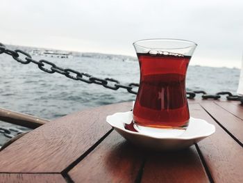 Close-up of tea cup on table in istanbul