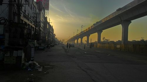 View of city at sunset