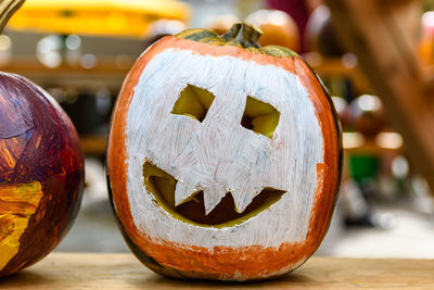 Close-up of pumpkin on table