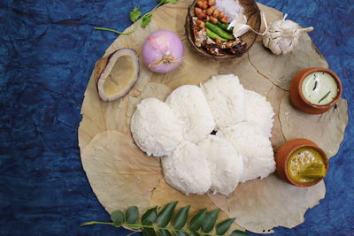 High angle view of bread on table