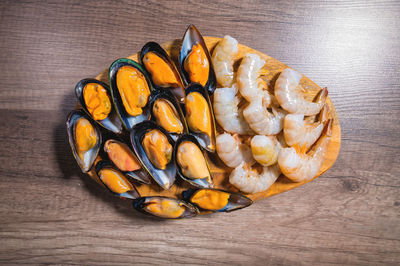 High angle view of food on table