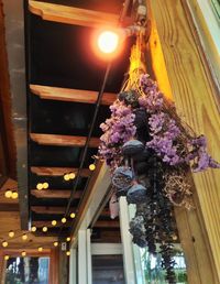 Low angle view of illuminated chandelier