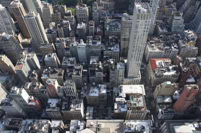 High angle view of buildings in city