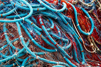 Full frame shot of tangled fishing nets