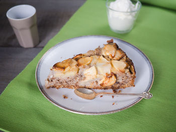 Close-up of breakfast served on table