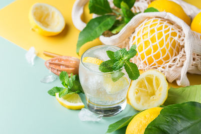 Close-up of fruits served on table